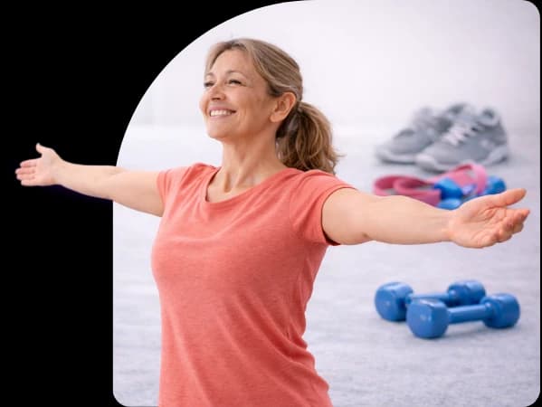 A woman stretching before an exercise session